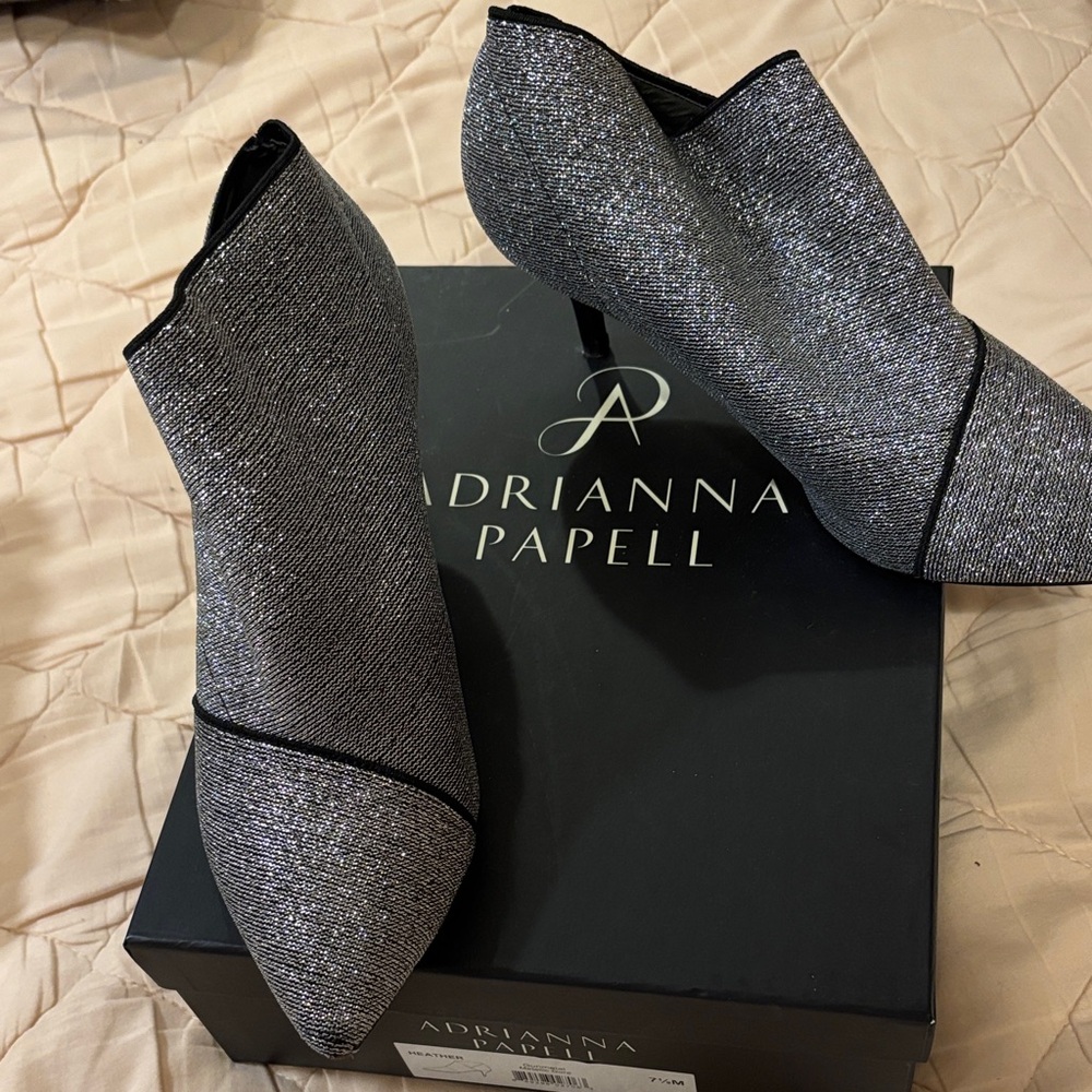 Adrianna Papell Glittering Silver Heeled Boots